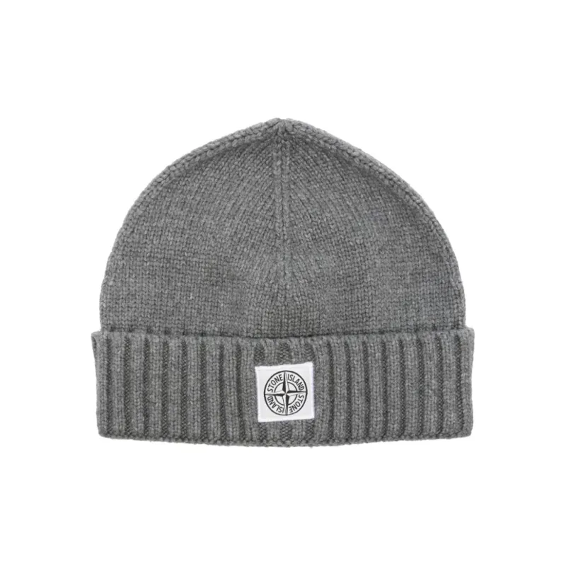 STONE ISLAND Logo Patch Ribbed Beanie-0
