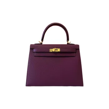 HERMES Kelly Fjord Leather Calfskin Handbag Regular Women's Nasturtium Purple