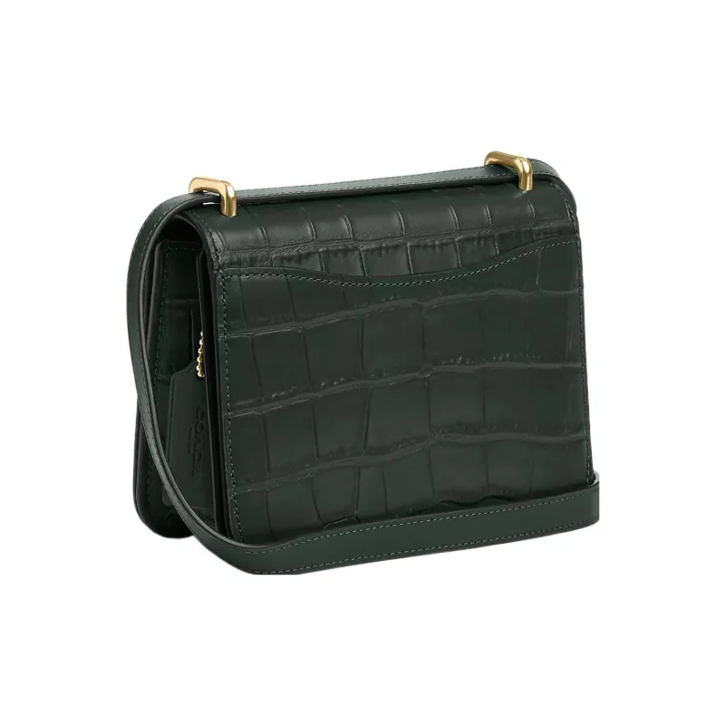 COACH Morgan Crocodile Pattern Embossed Leather Handbag Shoulder Bag Crossbody Bag Small Size Women's Jasper-1
