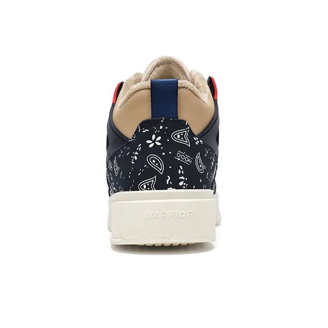 Warrior Sea Wave Collection Mid Top Skateboard Shoes Men's Khaki Dark Blue-4