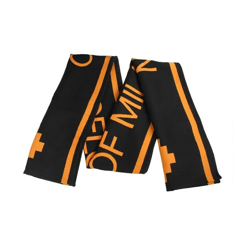 Marcelo Burlon Wool Scarves Men's Black Orange-2