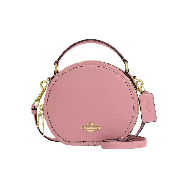 COACH Canteen High-Quality Pebbled Leather Handbag Shoulder Bag Crossbody Bag Small Size Women's Pink-0