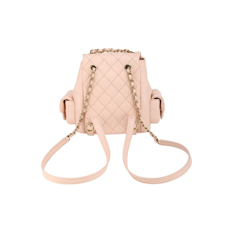 CHANEL Grain Embossed Shiny Calfskin Backpack Trumpets Women's Light Pink-2