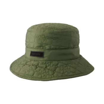 GANNI Logo patch Quilted Bucket Hat