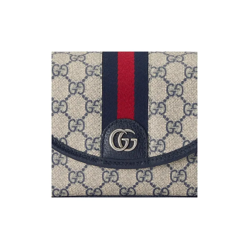 GUCCI Ophidia Canvas With Leather Binding Messenger Bag Canvas Bag Crossbody Bag Shoulder Bag Women's Beige & Blue-7