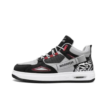 Warrior Lightweight And Wear resistant High Top Skateboard Shoes Men's Gray Black Red