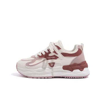 HUANQIU Wear Resistant Low Top Casual Shoes Women's Beige Burgundy