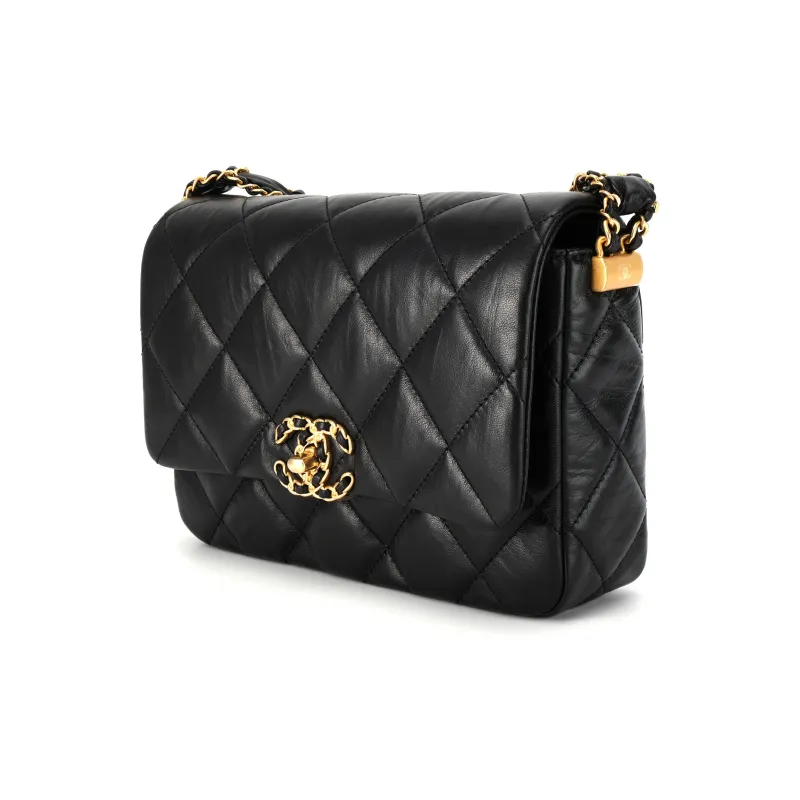 CHANEL Cow Leather Tofu Bag, Hobo Bag, Shoulder Bag, Crossbody Bag Women's Black-1