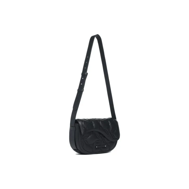 LI NING 1990 Classic Collection Cow Leather Shoulder Bag, Crossbody Bag Regular Women's Black-2