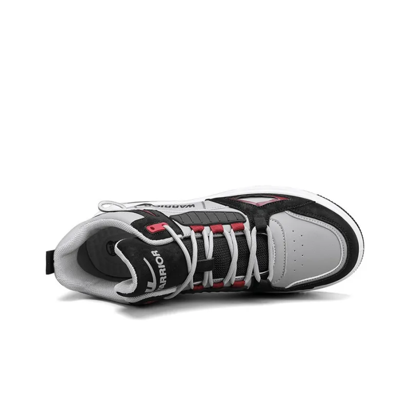Warrior Lightweight And Wear resistant High Top Skateboard Shoes Men's Gray Black Red-3