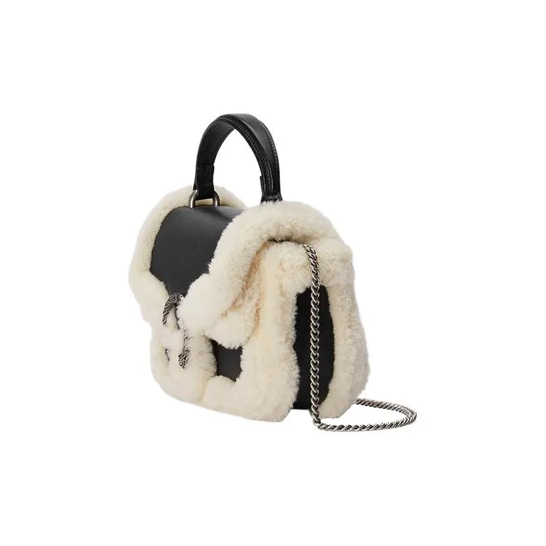 GUCCI Dionysus Shearling Bonded Leather Shoulder Bag Crossbody Bag Handbag Mini Women's Black-1
