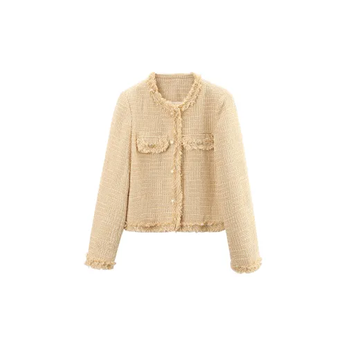 A paradise for awakening Cropped Coats Women's Apricot Cream