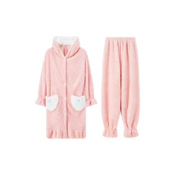 Sleep Students Dormitory Home Outerwear-Ready Pajama Set Women's Pink
