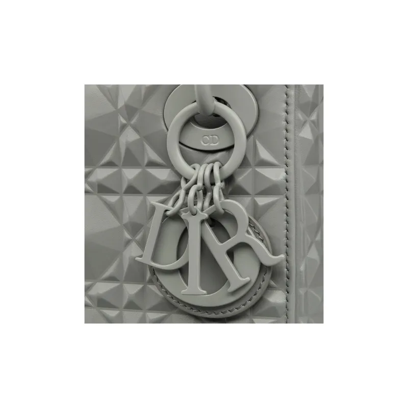 DIOR Lady Dior Cow Leather Shoulder Bag Crossbody Bag Handbags Mini Women's Gray-5