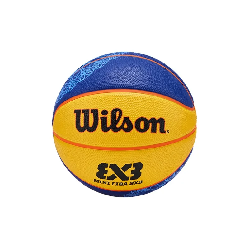 Wilson Rubber Basketball Blue Yellow Size 3 Ball Training Unisex-1