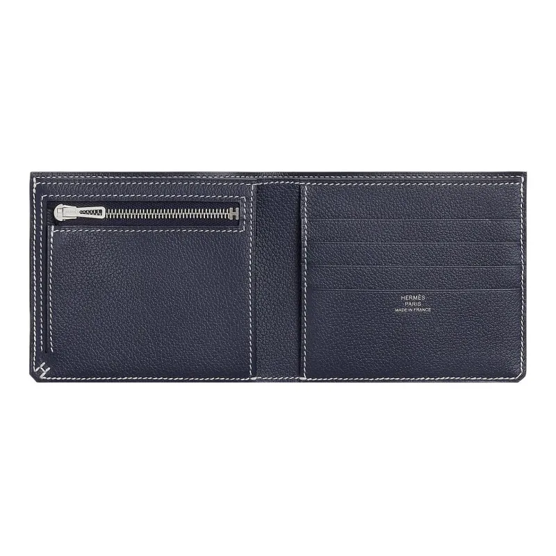 HERMES Evercolor Calfskin Wallet Women's 2Z Bleu Nuit Midnight Blue-1