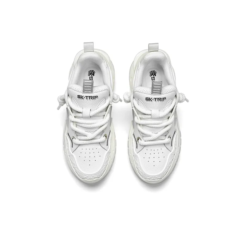 SK.TRIP Cushioning Low Top Chunky Sneakers Unisex Vintage White-4