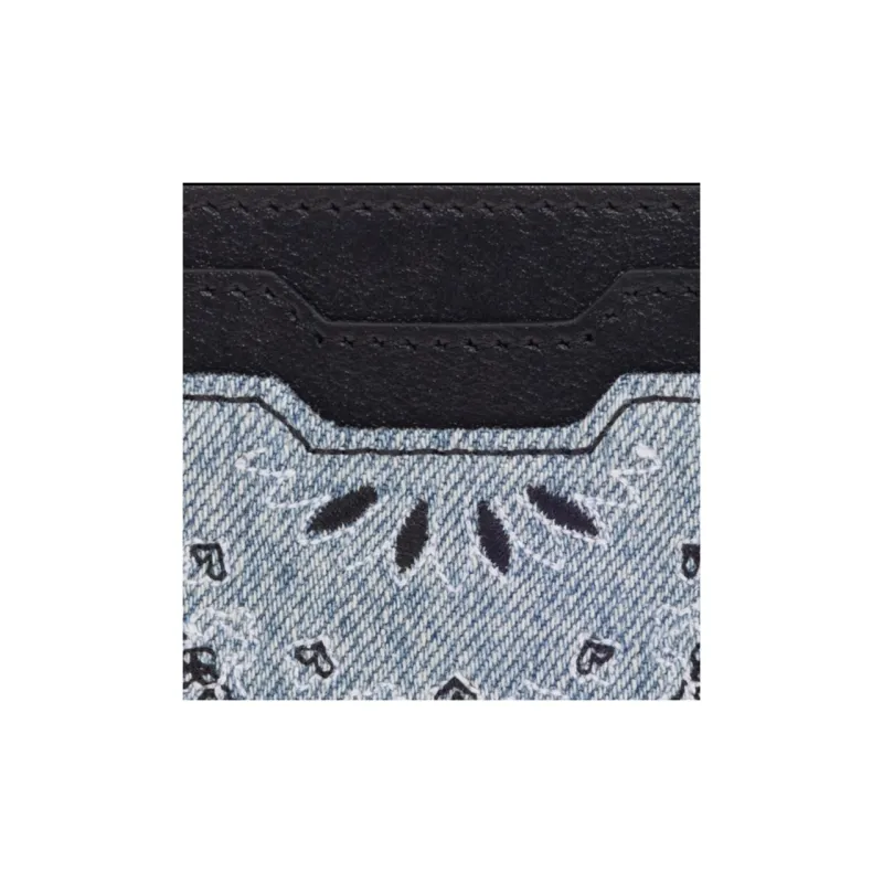 AMIRI Fabric With Leather Card Holder Men's Black & Light Blue-2