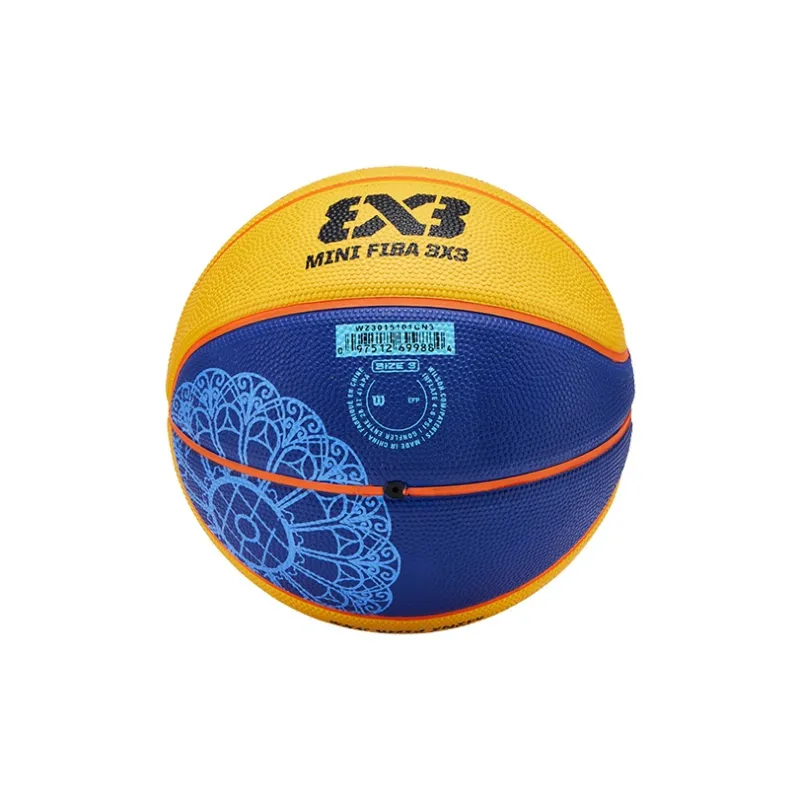 Wilson Rubber Basketball Blue Yellow Size 3 Ball Training Unisex-4