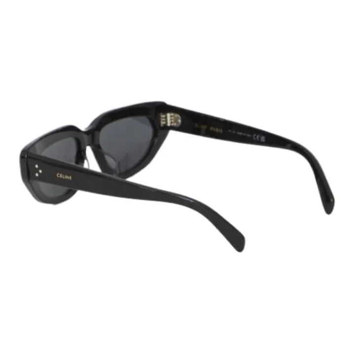 CELINE Acetate Irregular Shape Sunglasses Men's Black-3