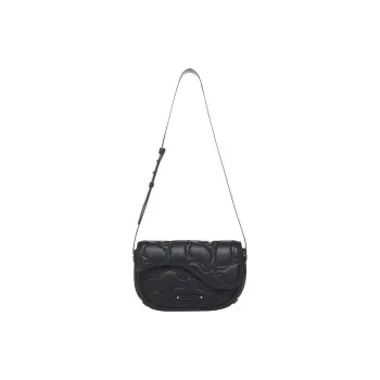 LI NING 1990 Classic Collection Cow Leather Shoulder Bag, Crossbody Bag Regular Women's Black
