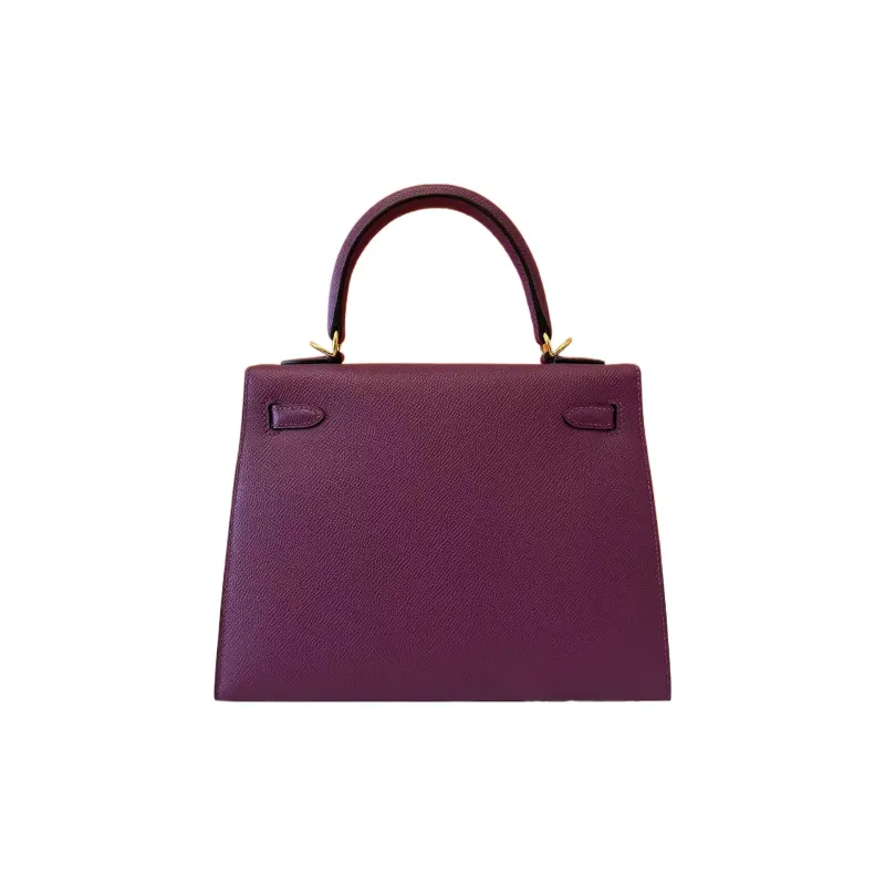 HERMES Kelly Fjord Leather Calfskin Handbag Regular Women's Nasturtium Purple-3