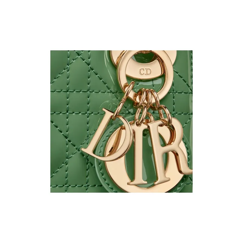 DIOR Lady Dior Patent Leather Cowhide Dior Bag Handbag Shoulder Bag Crossbody Bag Mini Women's Jade Green-5