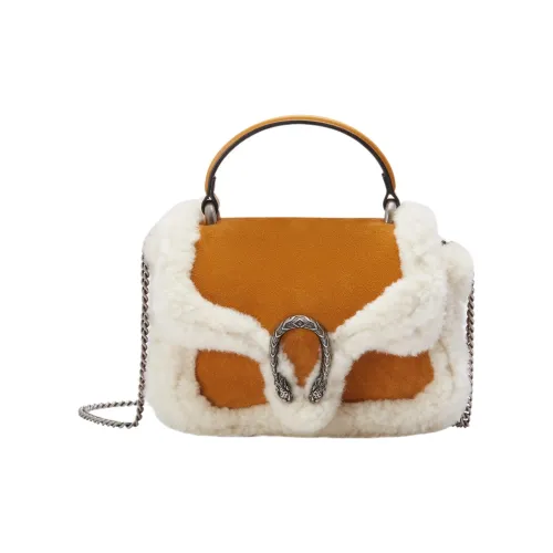 GUCCI Dionysus Shearling Combo Suede Shoulder Bag Crossbody Bag Handbag Mini Women's Light Brown