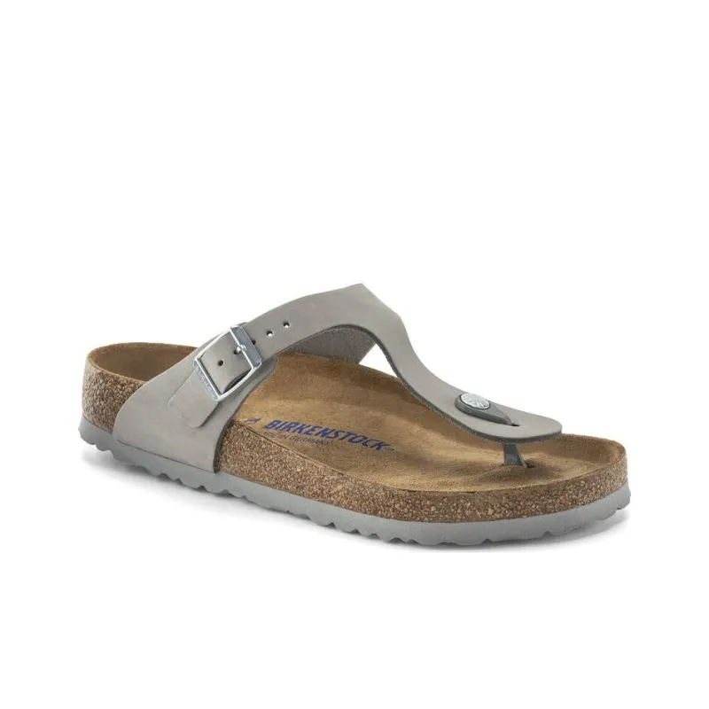 Birkenstock Gizeh Soft Footbed Flip Flops Women's Gray Narrow Fit-1
