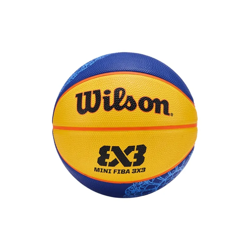 Wilson Rubber Basketball Blue Yellow Size 3 Ball Training Unisex-0