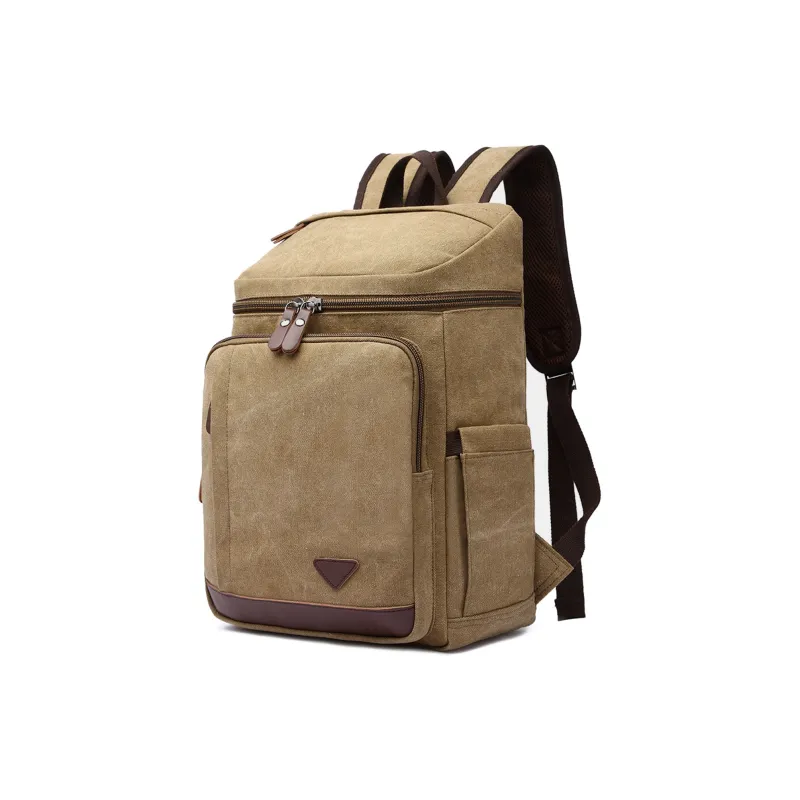 Slazenger Canvas With Microfiber Leather Travel Bags Laptop Bags Backpack Men's Light Gray/Khaki/Green/Black-0
