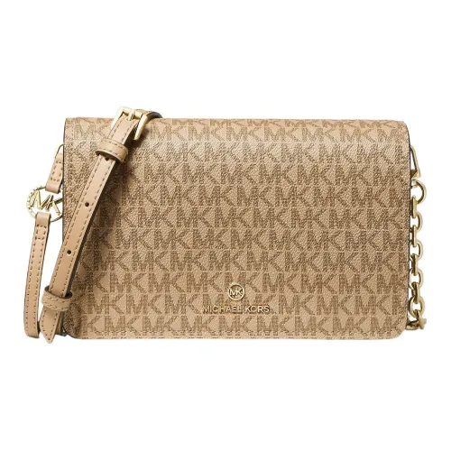 MICHAEL KORS Jet Set Canvas Shoulder Bag Crossbody Bag Large Size Women's Camel