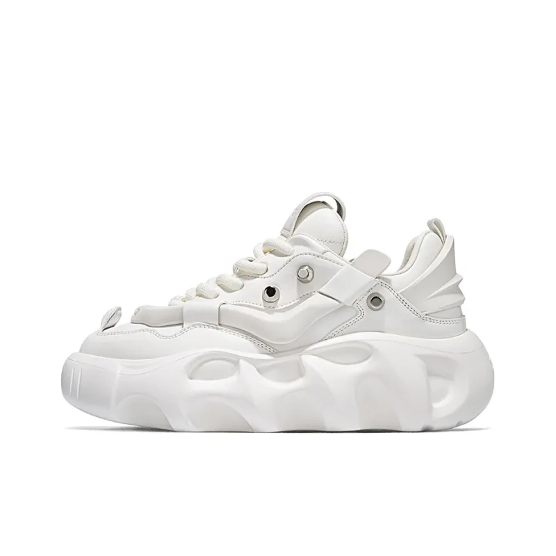 SALAXI Low Top Chunky Sneakers Unisex Pure White-0