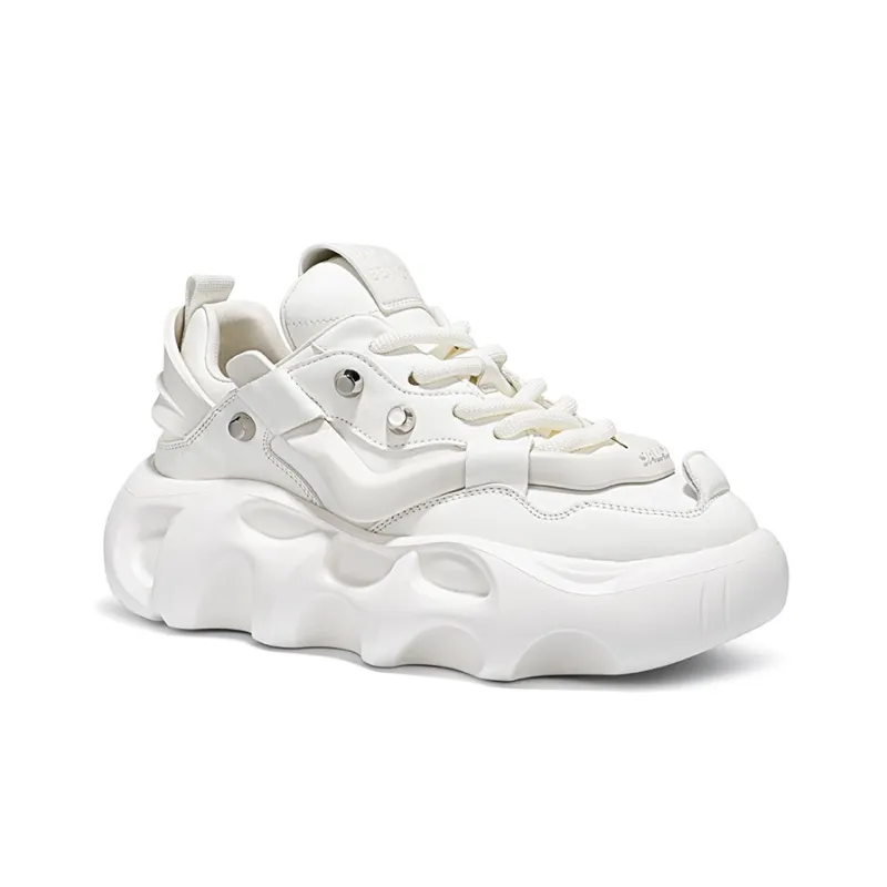 SALAXI Low Top Chunky Sneakers Unisex Pure White-2