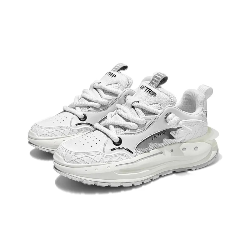 SK.TRIP Cushioning Low Top Chunky Sneakers Unisex Vintage White-2