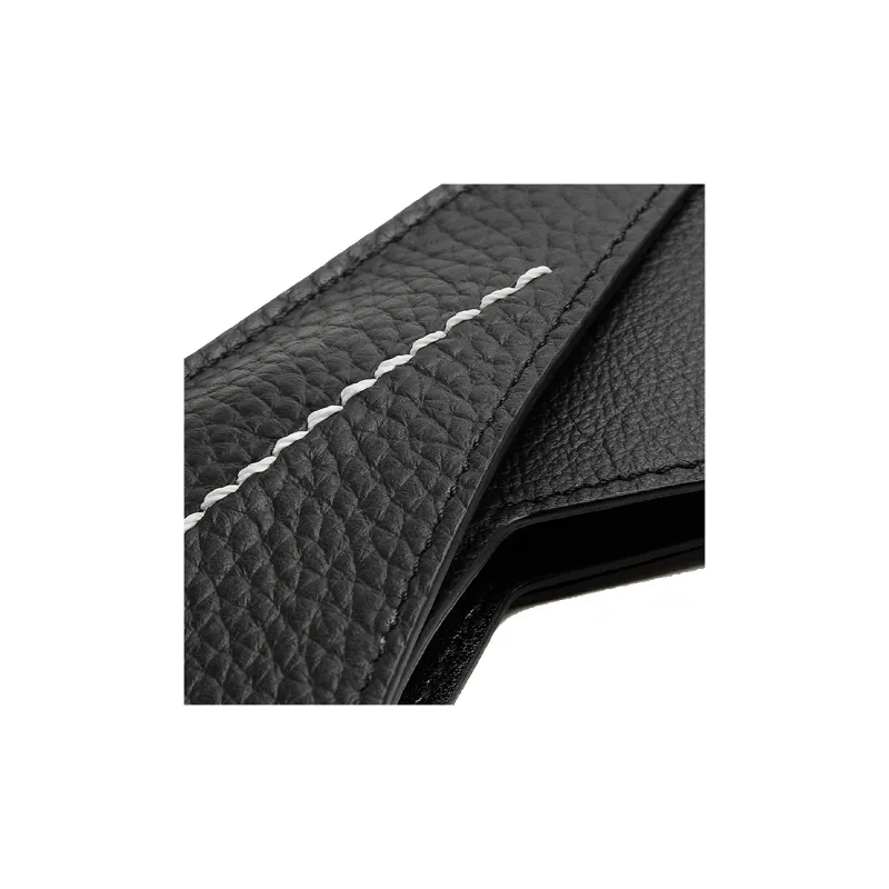 MM6 Maison Margiela Grained Cow Leather Card Clip Card Holder Women's Black-3