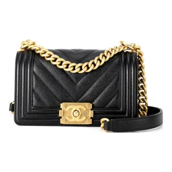 CHANEL LEBOY Embossed Calfskin With Grains Handbag Shoulder Bag Crossbody Bag Small Size Women's Black