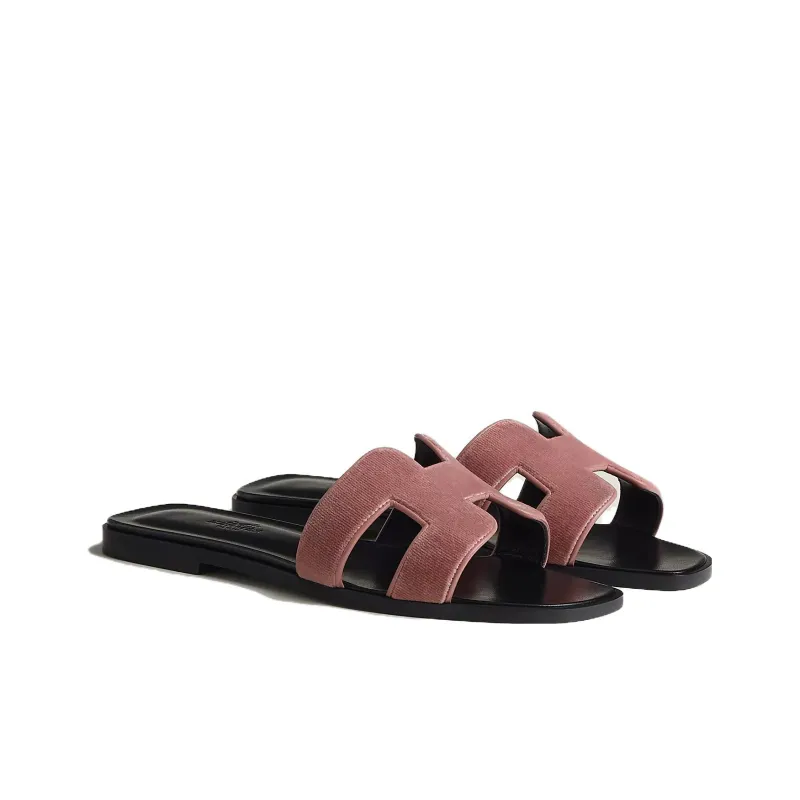 HERMES Oran Slide Slippers Women's Rose-2