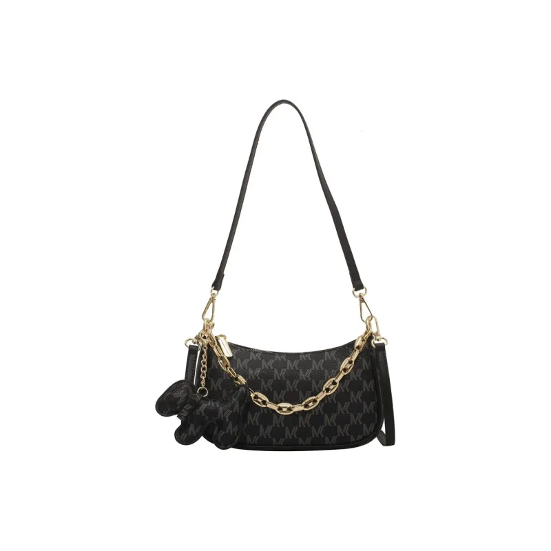 JANE KLAIN PU Shoulder Bag, Baguette Bag, Handbag, Shoulder Bag, Crossbody Bag Regular Women's Black/Ecru/Coffee-1