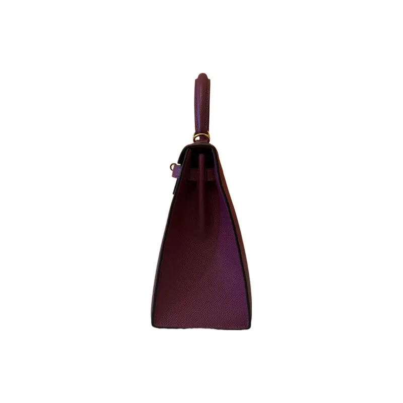 HERMES Kelly Fjord Leather Calfskin Handbag Regular Women's Nasturtium Purple-1