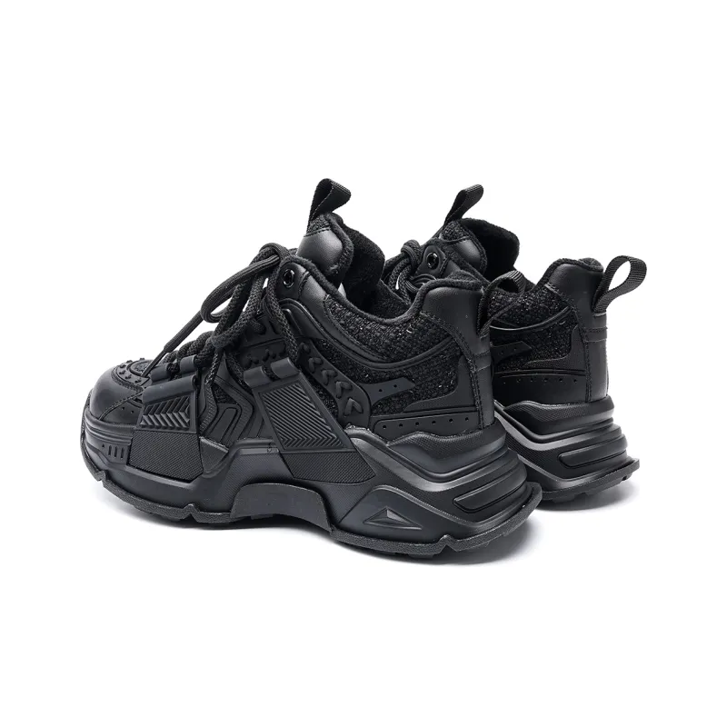 C°BANNER Height Increasing Warmth Low Top Chunky Sneakers Women's Black-4