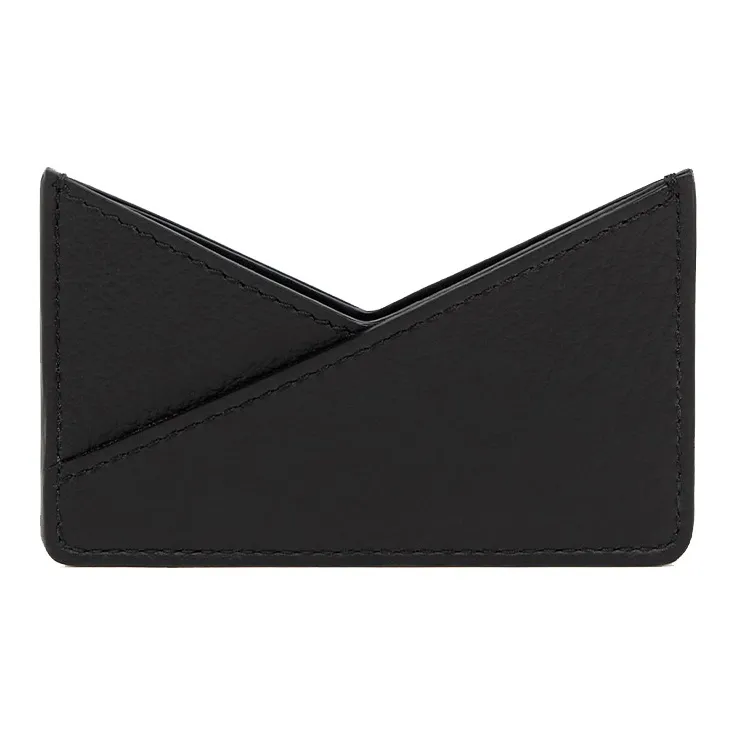 MM6 Maison Margiela Grained Cow Leather Card Clip Card Holder Women's Black-0
