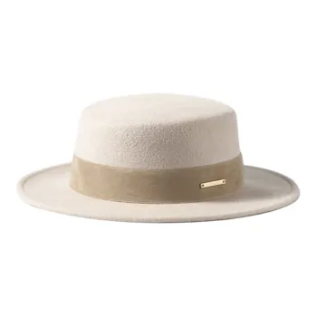 Fancet Studios 100% Sheep Wool Top Hats Women's Flat White