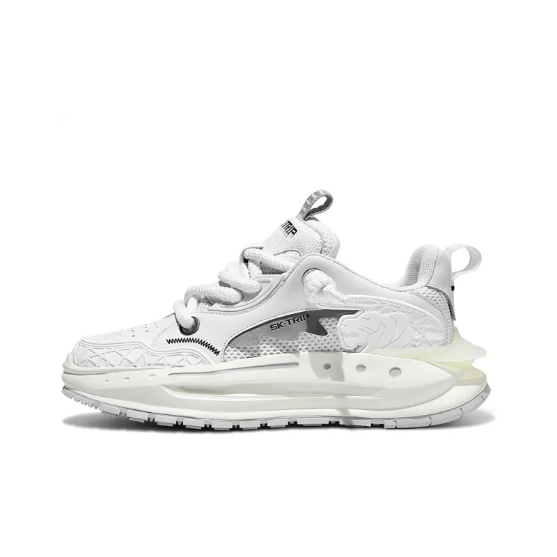 SK.TRIP Cushioning Low Top Chunky Sneakers Unisex Vintage White-0