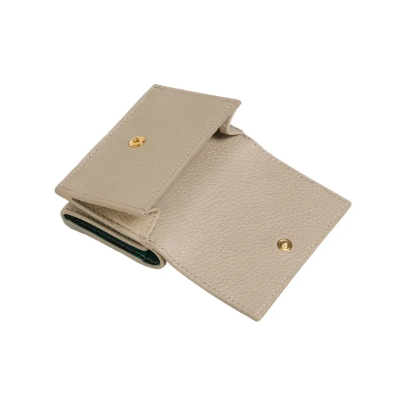 MARNI Venice Calfskin Wallet Regular Women's Light Camel & Spherical Green-3
