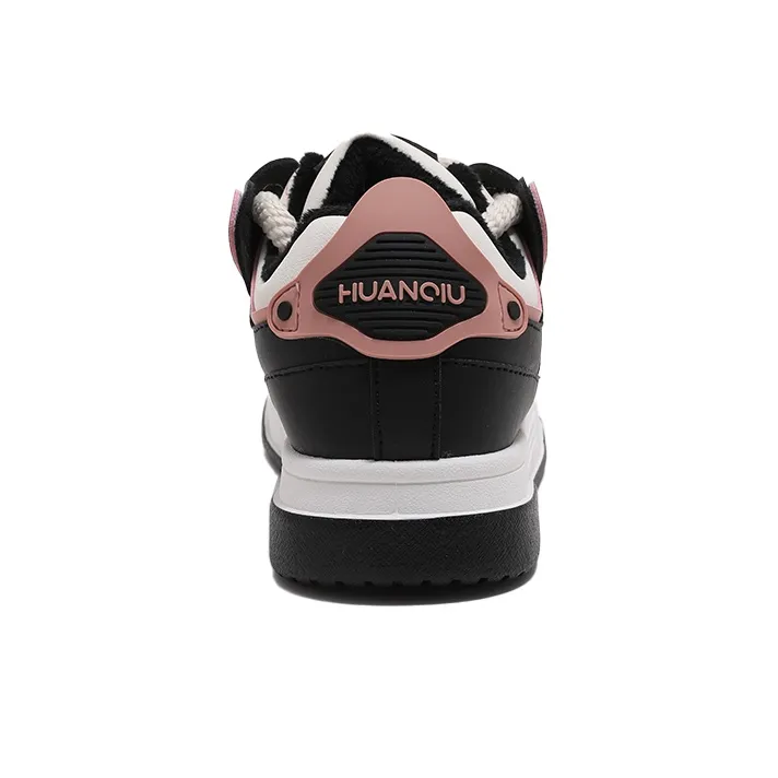 HUANQIU Warm Low-Top Skateboard Shoes Women's Black Pink-2