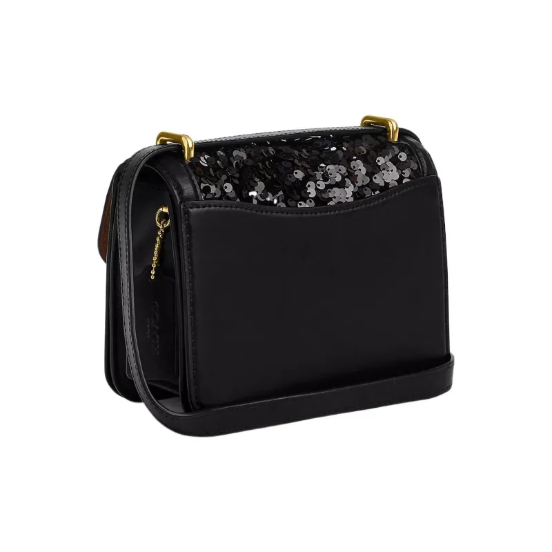COACH Cow Leather Square Bag, Shoulder Bag, Crossbody Bag Trumpets Women's Black-1