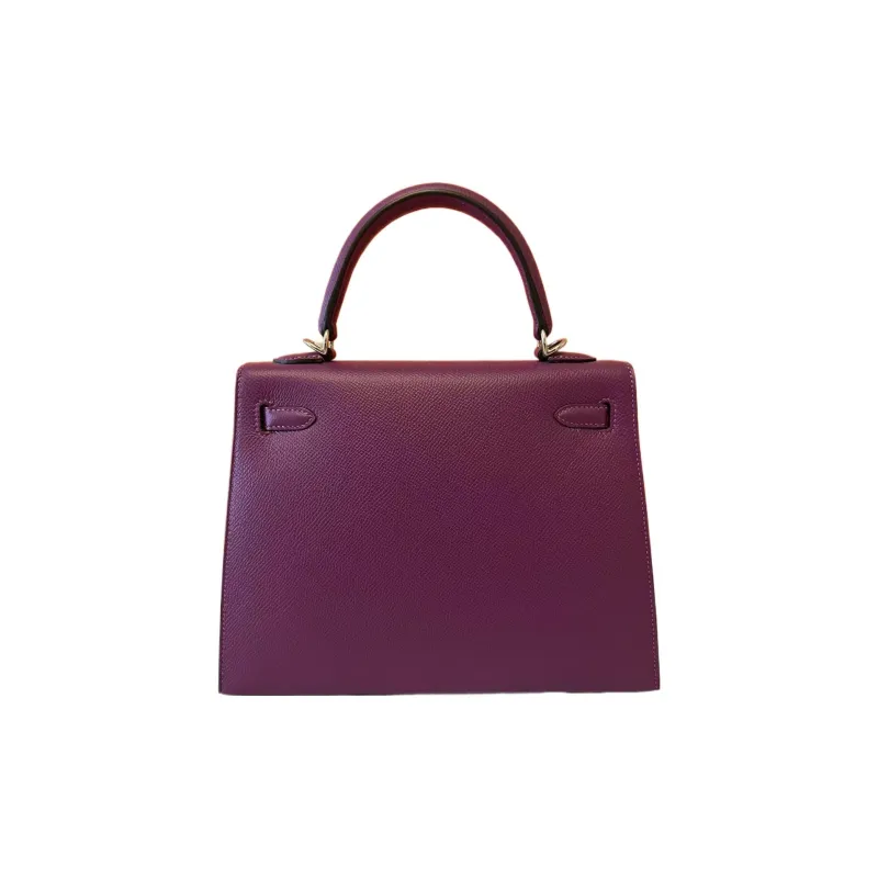 HERMES Kelly Fjord Leather Calfskin Kelly Bag Handbags Regular Women's Nasturtium Purple-3