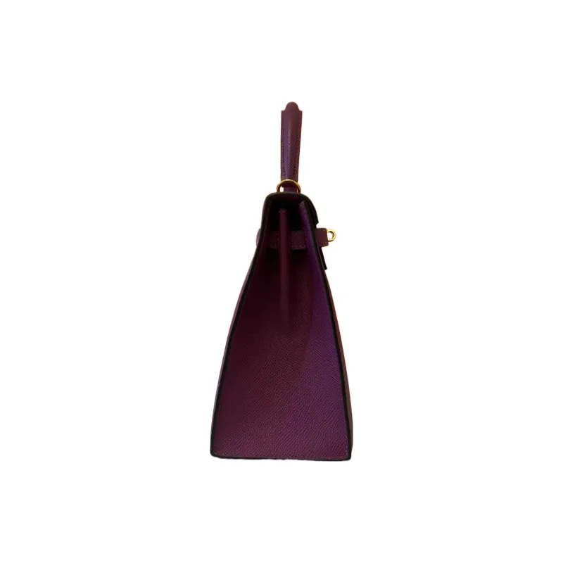 HERMES Kelly Fjord Leather Calfskin Handbag Regular Women's Nasturtium Purple-2