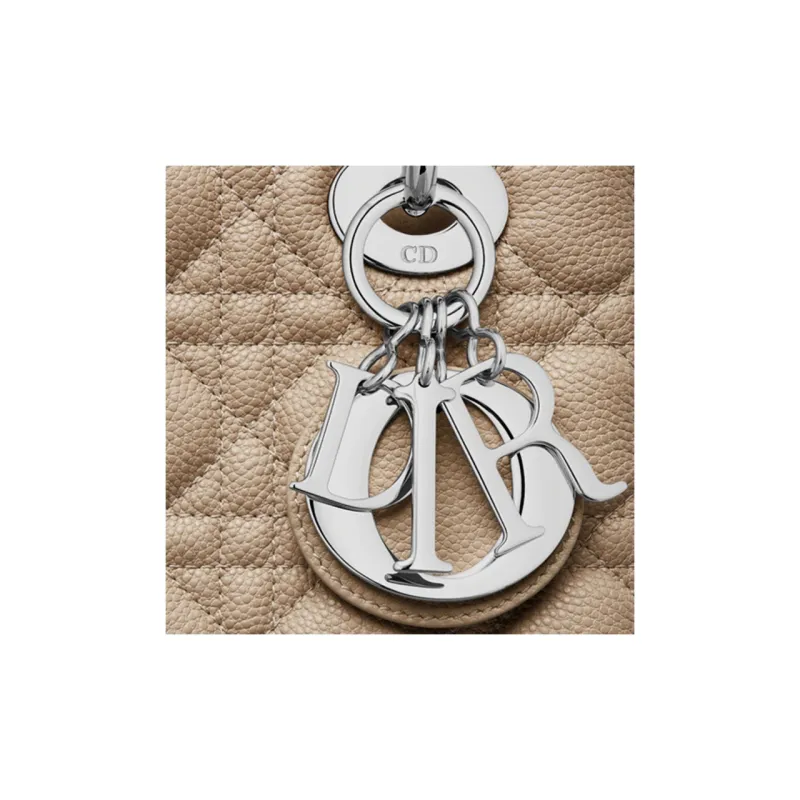 DIOR Lady Dior Grained Calfskin Shoulder Bag Crossbody Bag Handbag Small Size Women's Natural Khaki-4